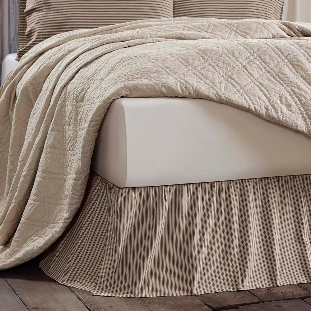 Farmhouse Bedding VHC Kendra Stripe Bed Skirt Cotton Striped Gathered
