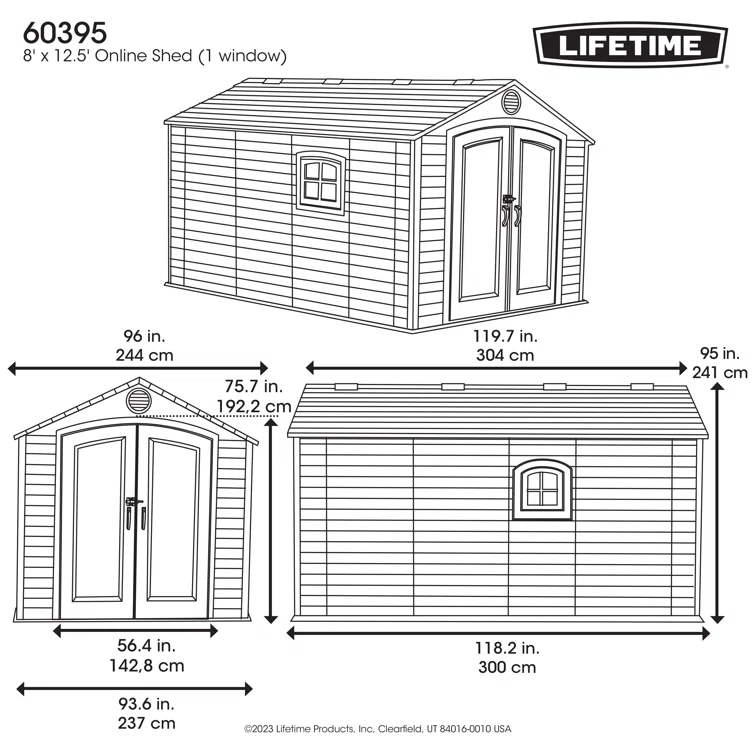 8 Ft. x 12.5 Ft. High-Density Polyethylene Outdoor Storage Shed with Steel-Reinforced Construction