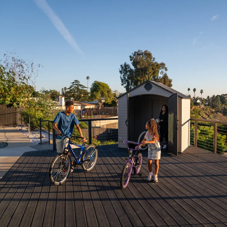High-Density Polyethylene Outdoor Storage Shed with Steel-Reinforced Construction