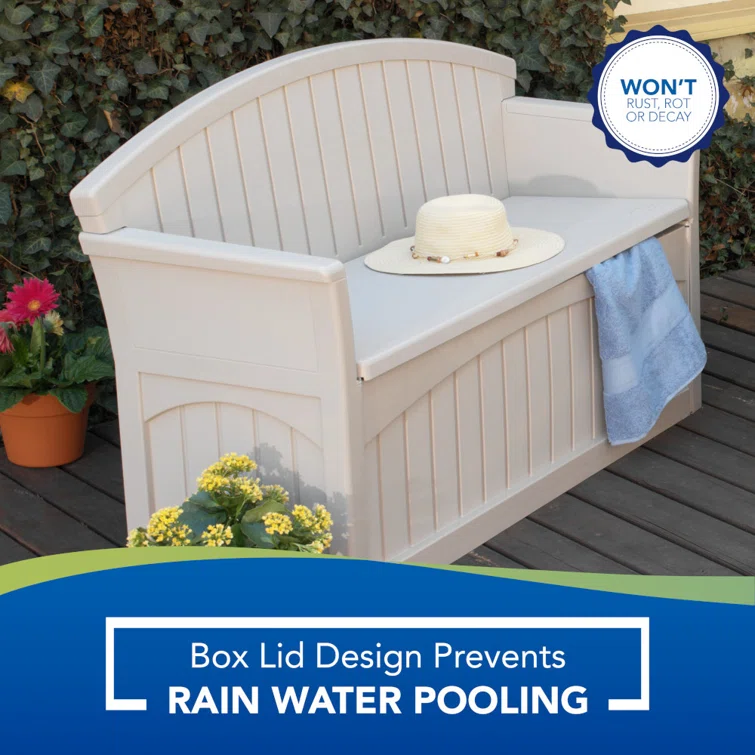 Suncast 50 Gallon Patio Storage Bench - Light Taupe