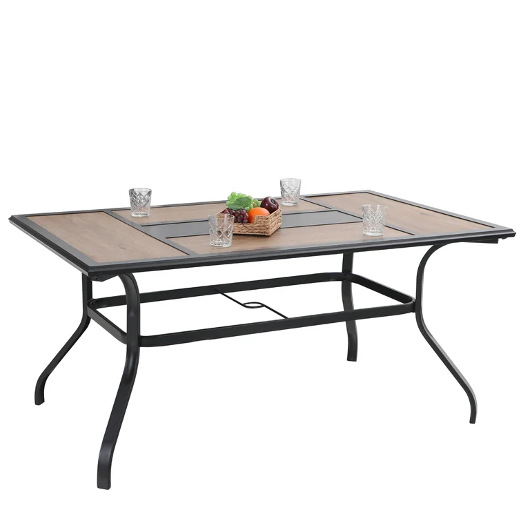Alyah 6 - Person Rectangular Outdoor Dining Set with Swivel Chairs & Thick Cushions