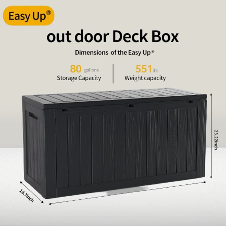 WORACO 18.7'' W 80 Gallons Water Resistant Resin Lockable Deck Box