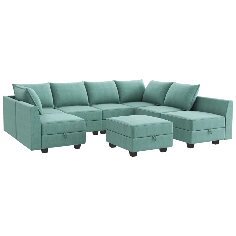 Modular U shaped Sectional Sofa with Storage Ottoman
