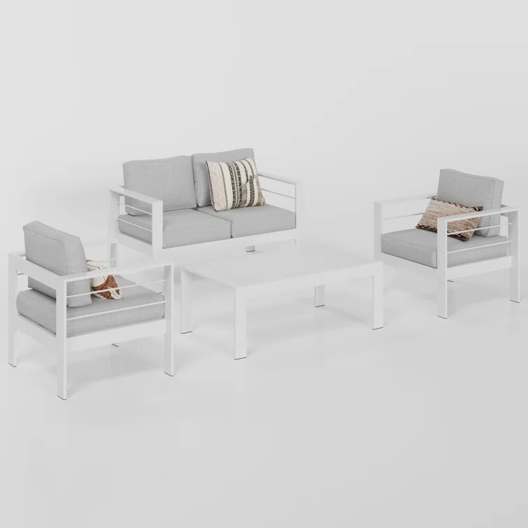 Brandtley Aluminum 4-Person Sofa Seating Group with Cushions
