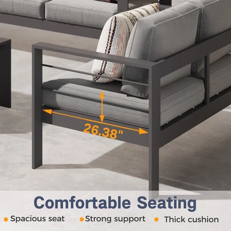 Brandtley 5-Person Metal Outdoor Seating Group With Cushions