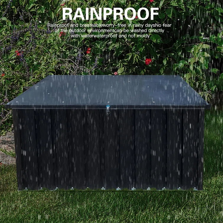 IYofe Water Resistant Metal Lockable Deck Box in Black