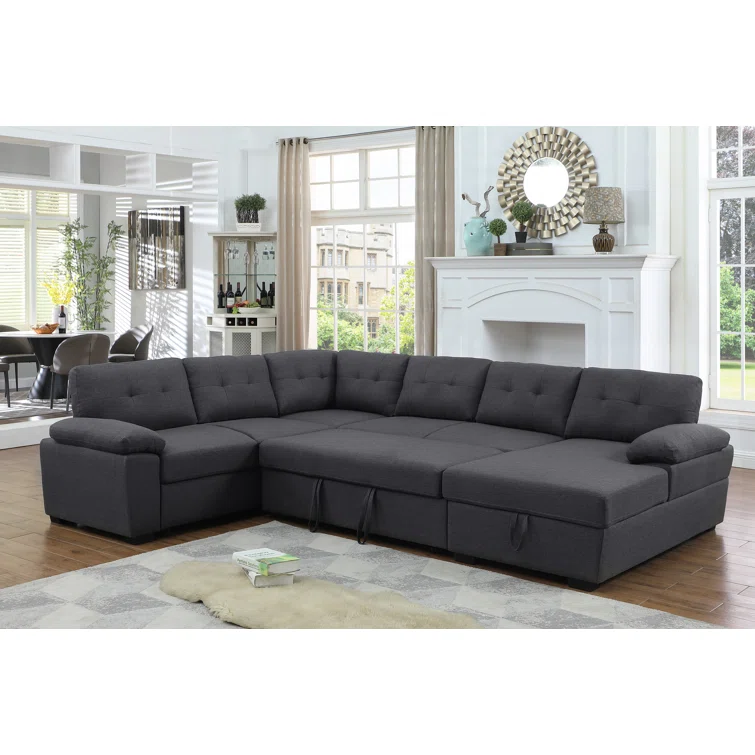 Upholstered Sectional Sleeper Sofa & Chaise