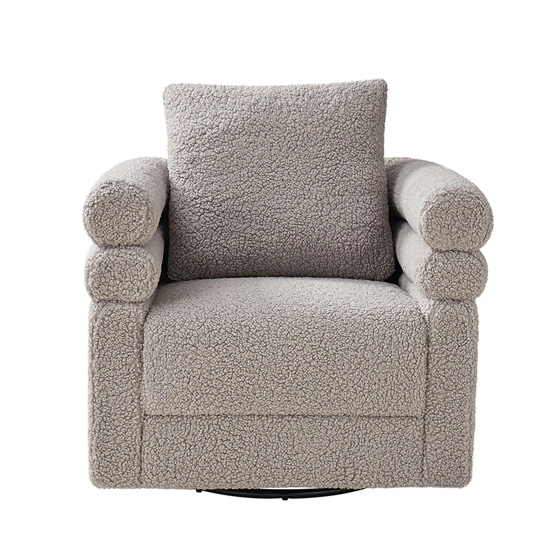Benita 360-Degree Swivel Chair in Chenille Fabric with a Plush Pillow