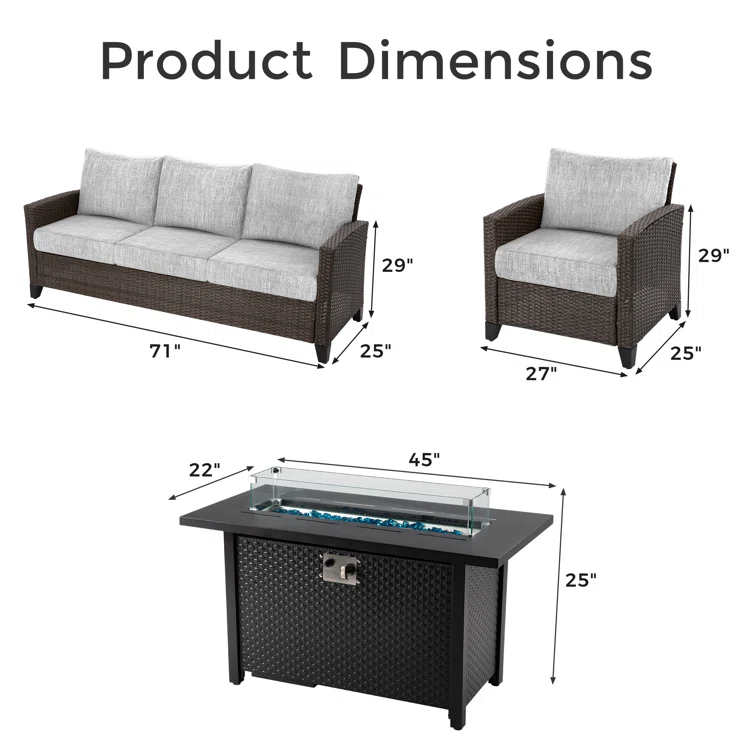 Tasiya 5 - Person Outdoor Seating Group With Fire Pit And Cushions