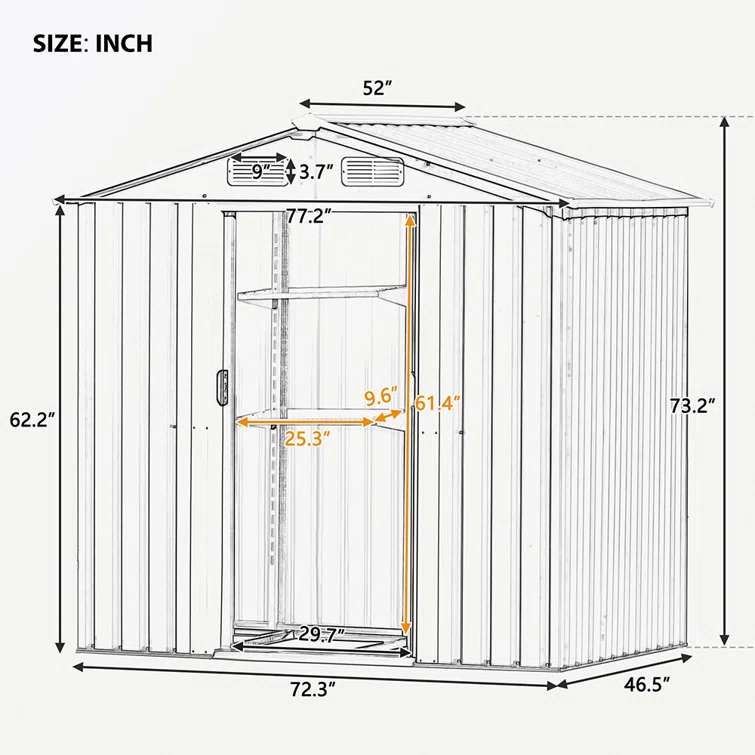 6 ft. W x 4 ft. D Metal Lean-To Garage Shed