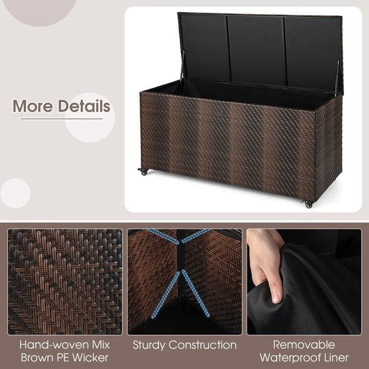 Costway 52'' W 96 Gallons Water Resistant Deck Box