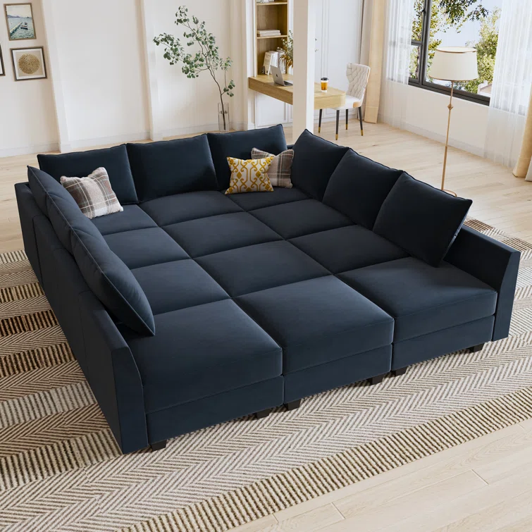 Kandle Modular Upholstered Velvet Chaise Sectional Sofa