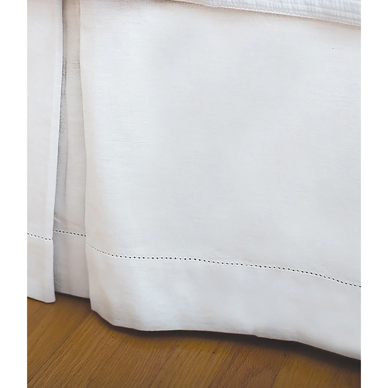 Hemstitch White Twin Bed Skirt