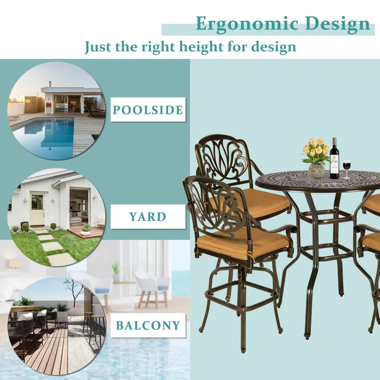 Aadhvik Round Outdoor Dining Set with Cushions