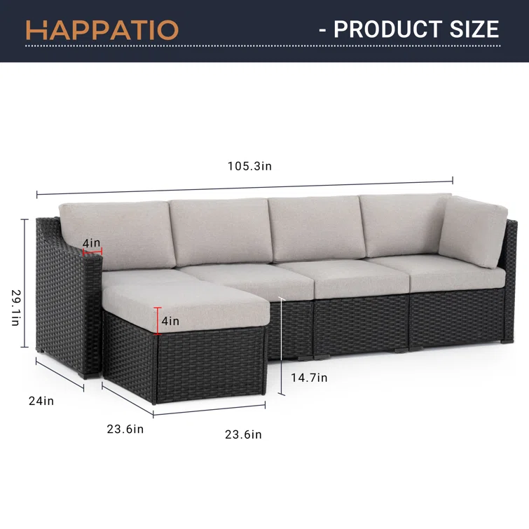5 - Person Outdoor Seating Group with Cushions