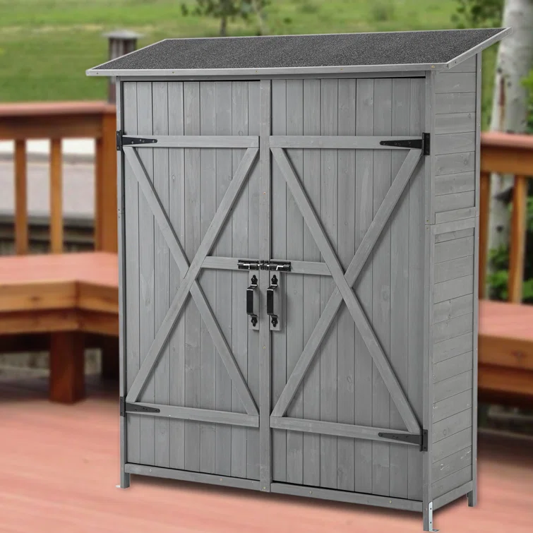 5 ft. W x 2 ft. D Solid Wood Vertical Tool Shed