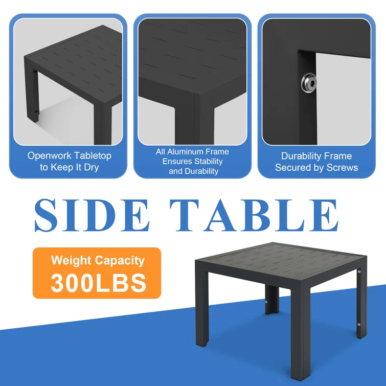 Gilemette 8 Pieces Outdoor Patio Aluminum Sectional Set with Cushions and Table