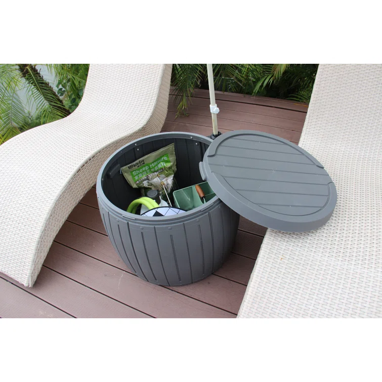 KINYING 24.41'' W 36 Gallons Water Resistant Plastic Lockable in Dark Coffee