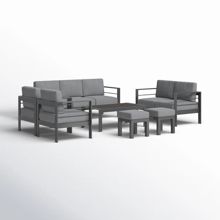 Stumbaugh 9 - Person Aluminum Sofa Seating Group with Cushions