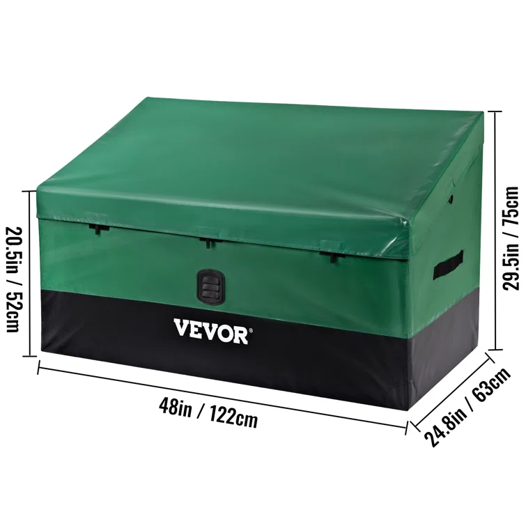VEVOR 48'' W 100 Gallons Water Resistant Polyethylene Plastic Deck Box in Green/Black