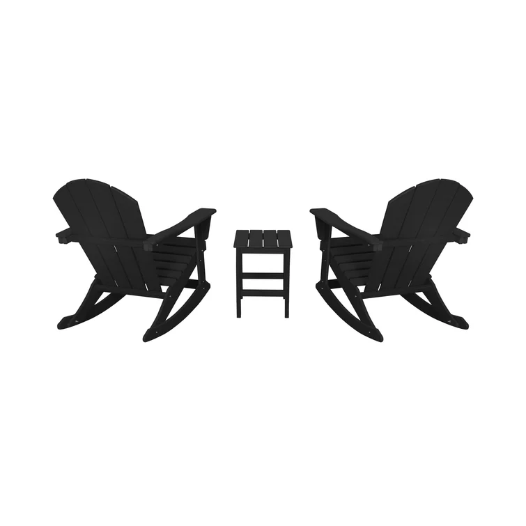 Cullan Plastic Rocking Adirondack Chair with Table