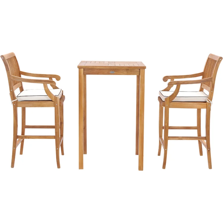 2 - Person Square Teak Outdoor Dining Set with Cushions