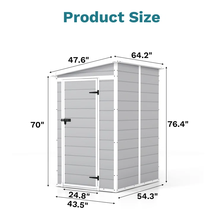 4 ft. W x 5 ft. D Plastic Lean-To Storage Shed