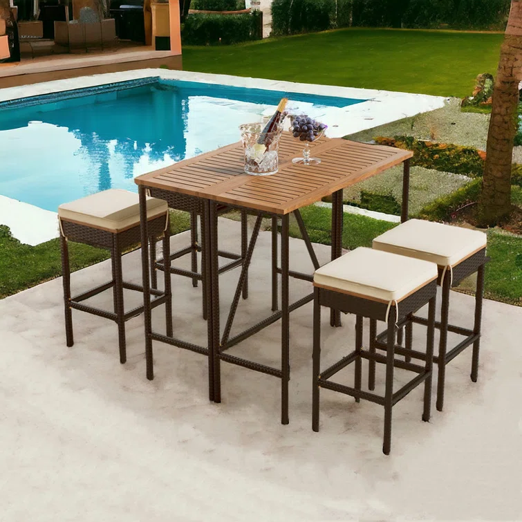 Llanas 4 - Person Rectangular Outdoor Dining Set with Cushions