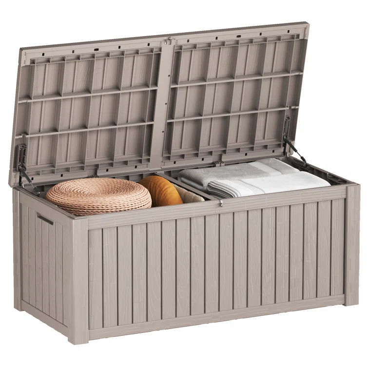 WORACO 28.39'' W 150 Gallons Water Resistant Resin Lockable Deck Box