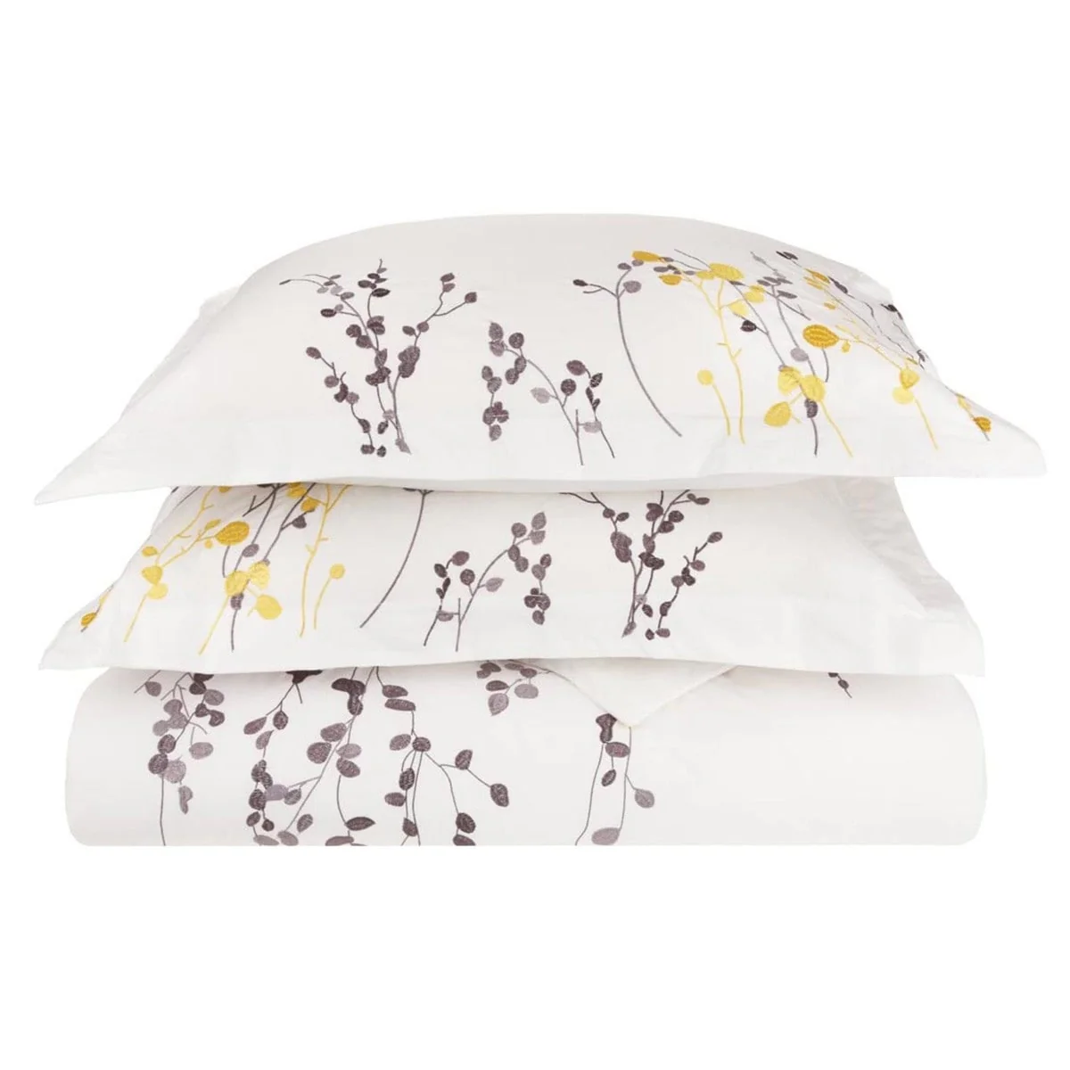 HomeRoots Purple and White Queen 100% Cotton 200 Thread Count Washable Duvet Cover Set