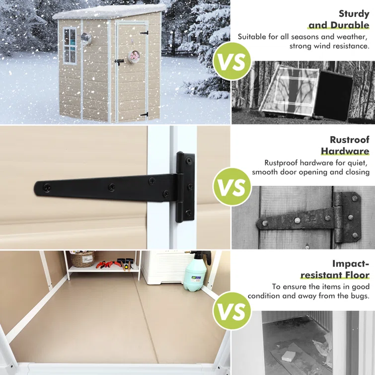 5 ft. W x 4 ft. D Resin Lean-to Storage Shed