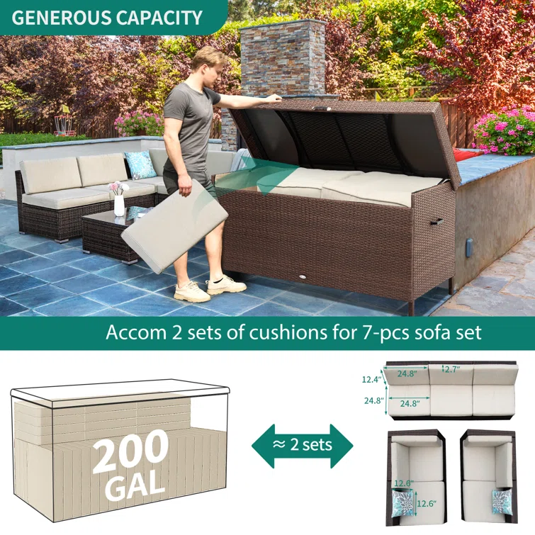 YITA 200 Gallon Outdoor Wicker Deck Box