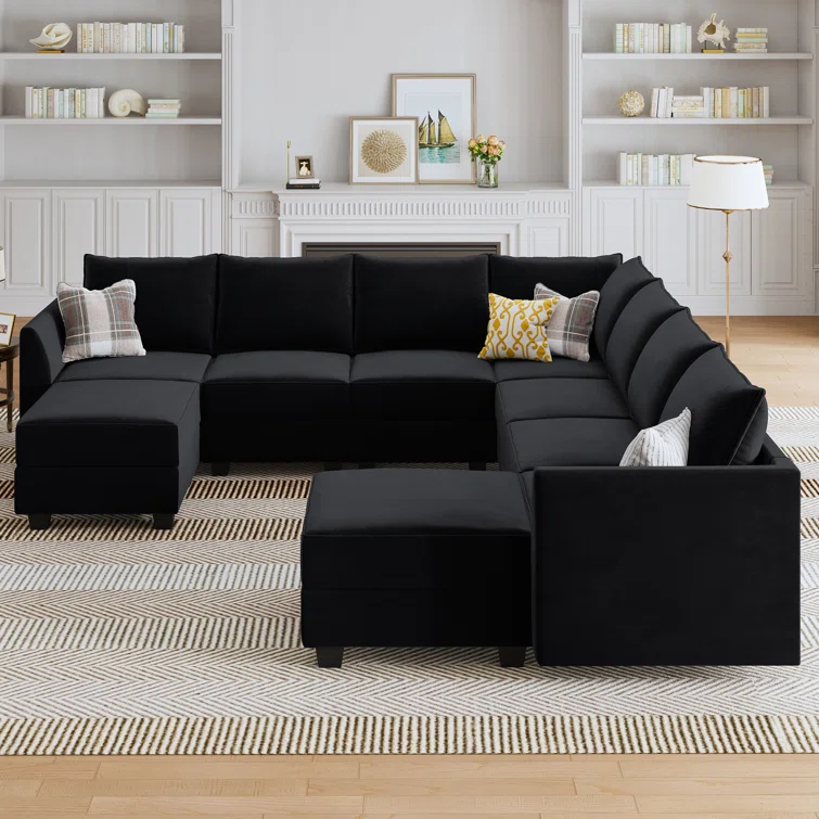 Berenika U-shaped Modular Sectional Sofa Reversible Velvet Sectional Sofa Couch With Chaise