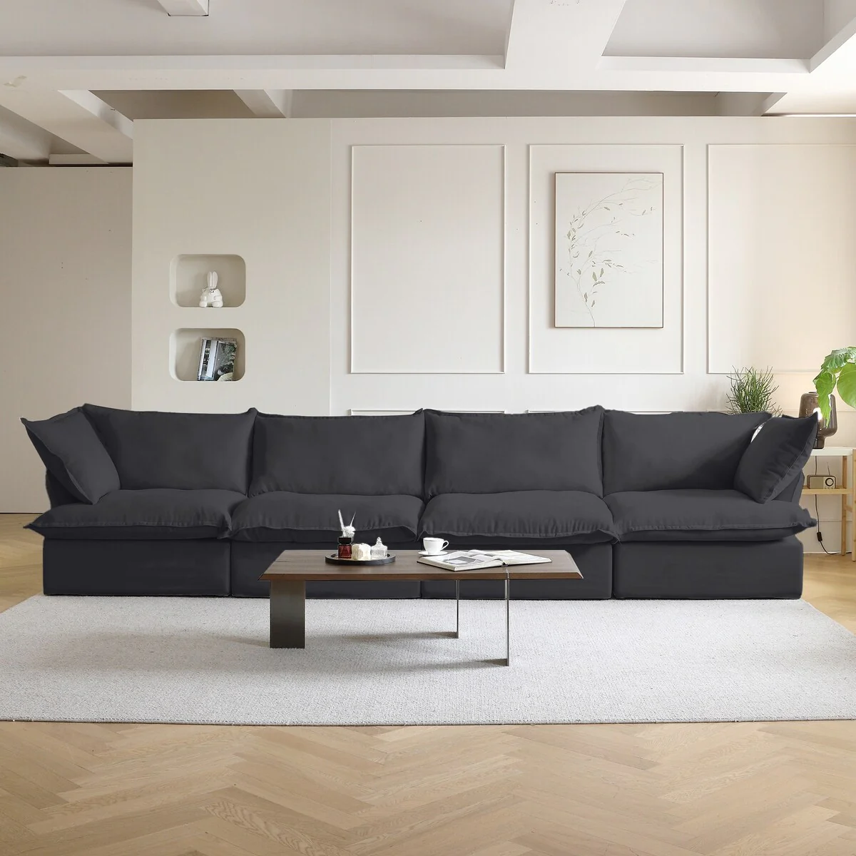 Sectional Couches for Living Room, Modular Sectional Sofa 4 Seat, Cushion Covers Removable