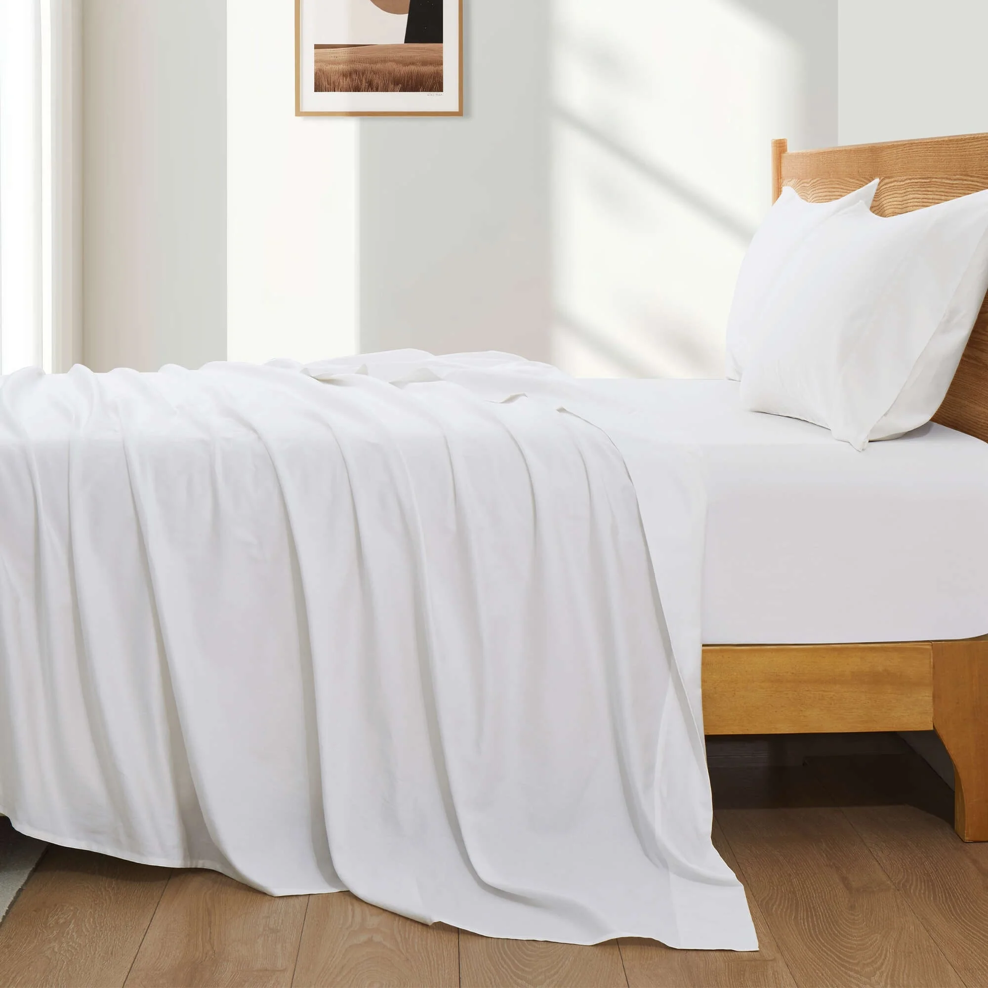 400 Thread Count Organic Cotton Sheet Set, Ultra-Soft & Breathable with Fitted, Flat Sheet & Pillowcases