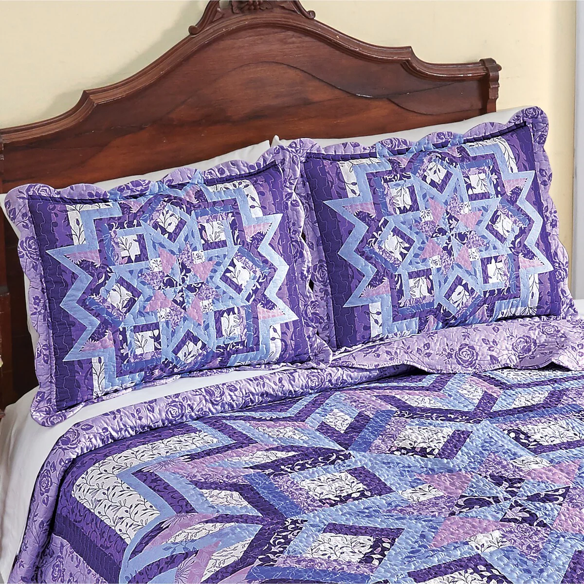 Emily Star Purple Border Standard Bed Pillow Sham