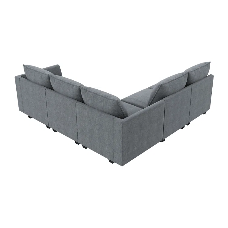 L-Shaped Modular Sectional Couch Reversible Modular Upholstered Sofa