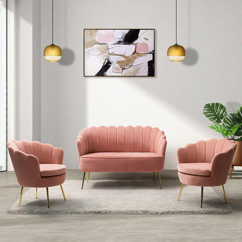 Ariel 3-Piece Scalloped Velvet Living Room Set
