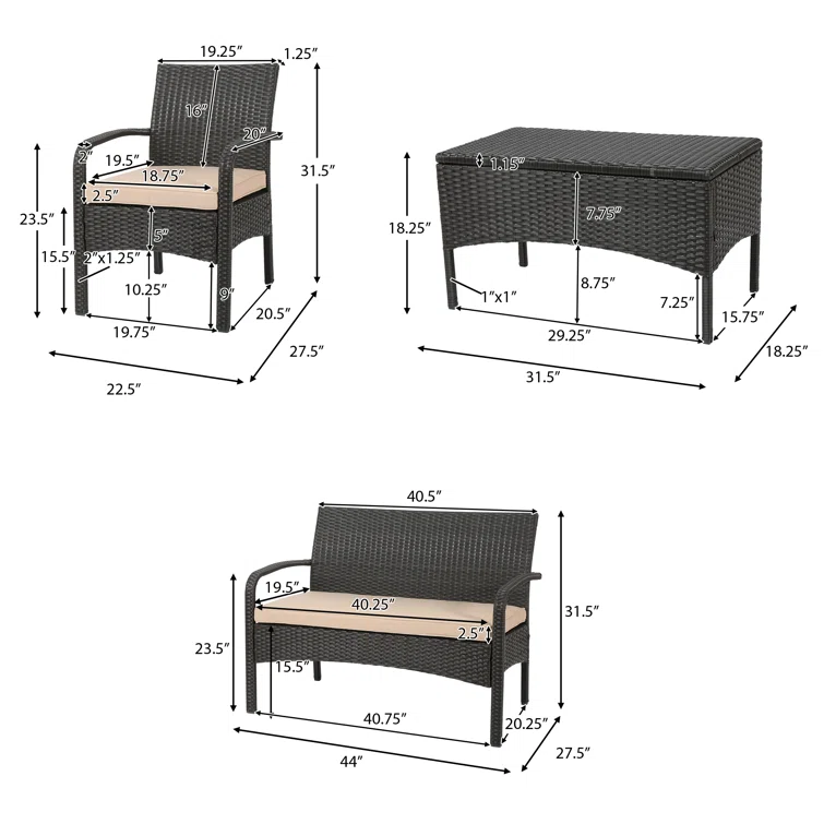 Berthony 4 - Person Outdoor Seating Group with Cushions