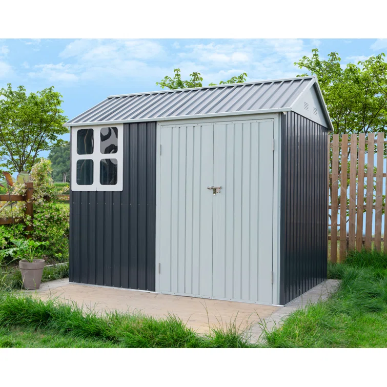 8 ft. W x 6 ft. D Metal Corner Storage Shed