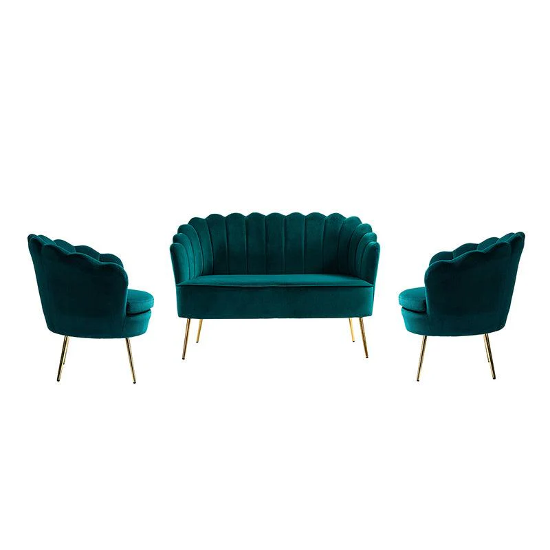 Ariel 3-Piece Scalloped Velvet Living Room Set