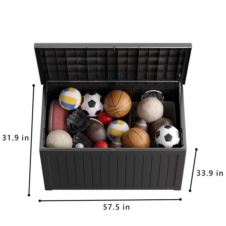 LeHom 57.5'' W 230 Gallons Water Resistant Resin Lockable Deck Box
