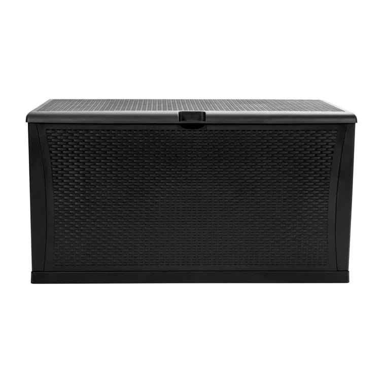 Marlin 120 Gallon Plastic Deck Box for Outdoor Patio Storage & Deck Organization
