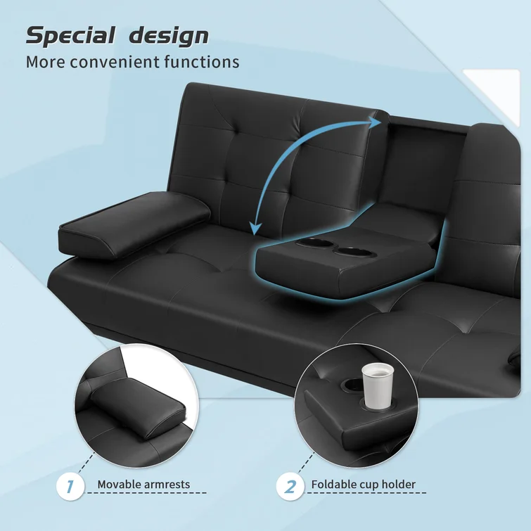 Abbigale 65.8'' Faux Leather Reclining Sleeper Sofa