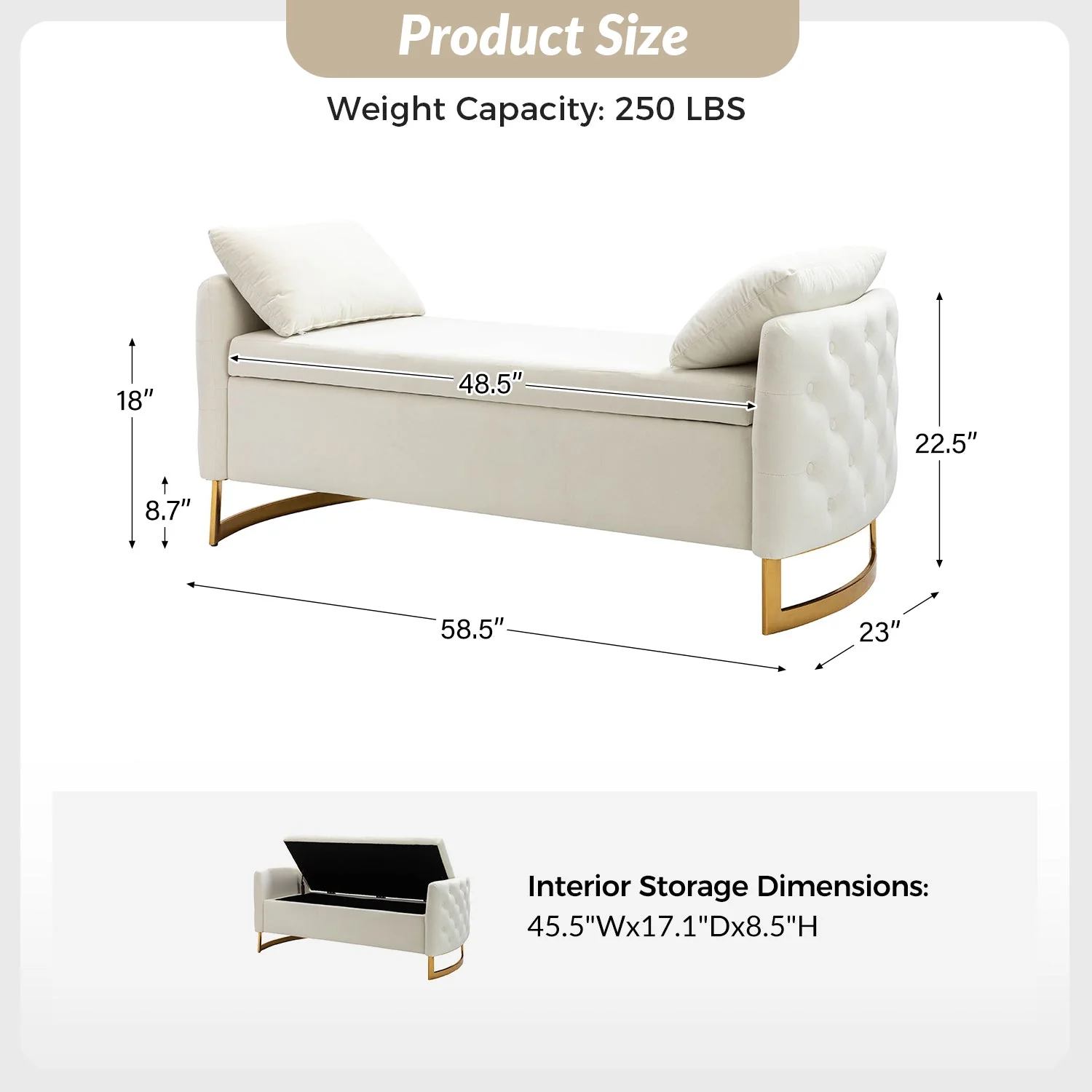 Angelo Upholstered Flip Top Storage Bench