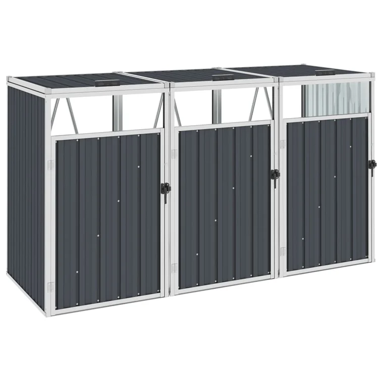 Vidaxl Triple Garbage Bin Shed Anthracite 83.9