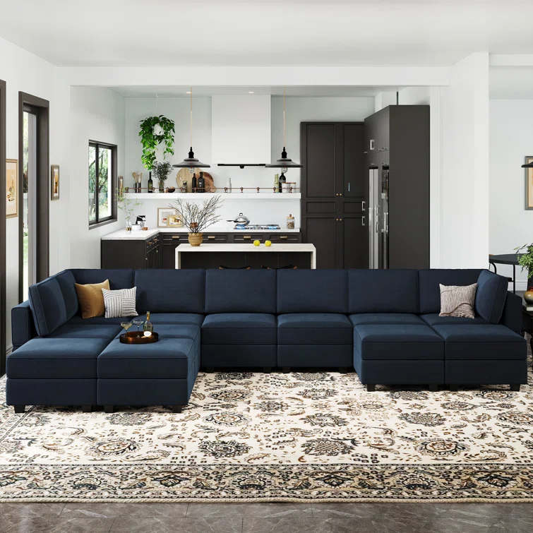 Wylodene 84.7 '' Wide Genuine Velvet Reversible Modular Corner Sectional