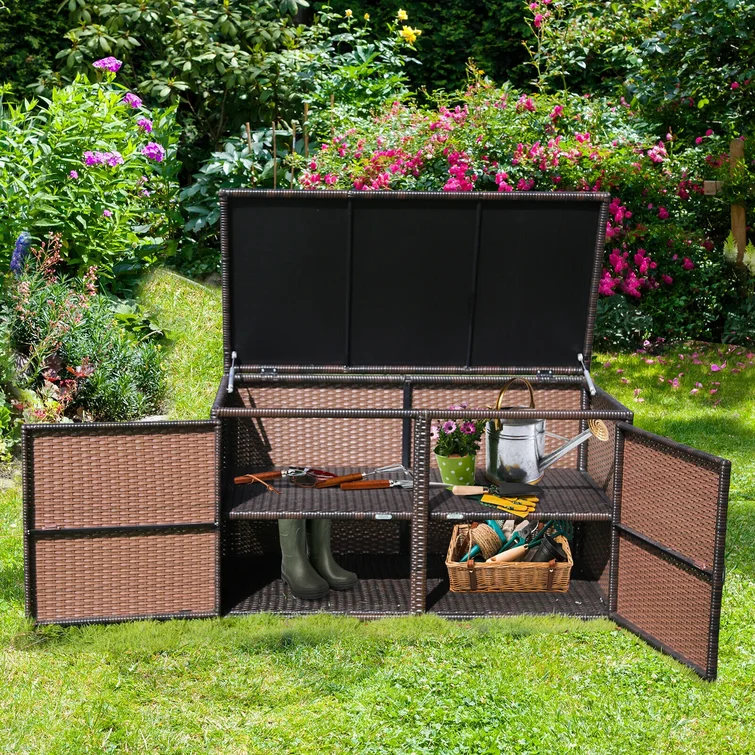 FORCLOVER 45'' W 88 Gallons Wicker Deck Box