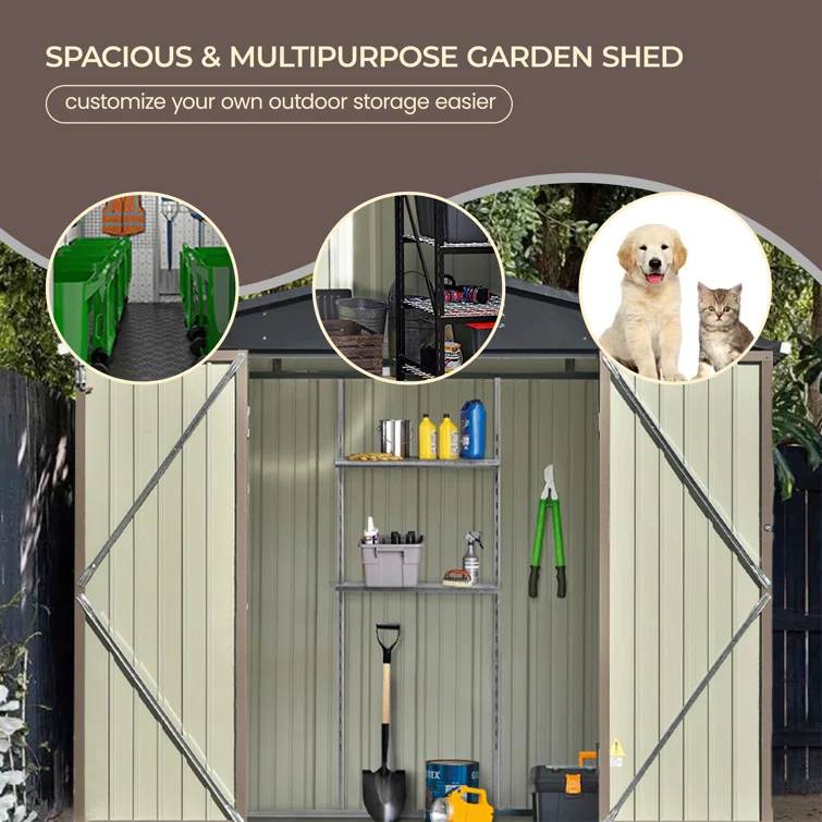 8 ft. W x 6 ft. D Stainless Steel Horizontal Garage Shed