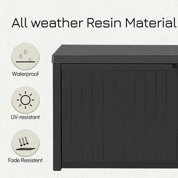 FOREST HOME 120 Gallon Water Resistant Resin Lockable Deck Box in Black